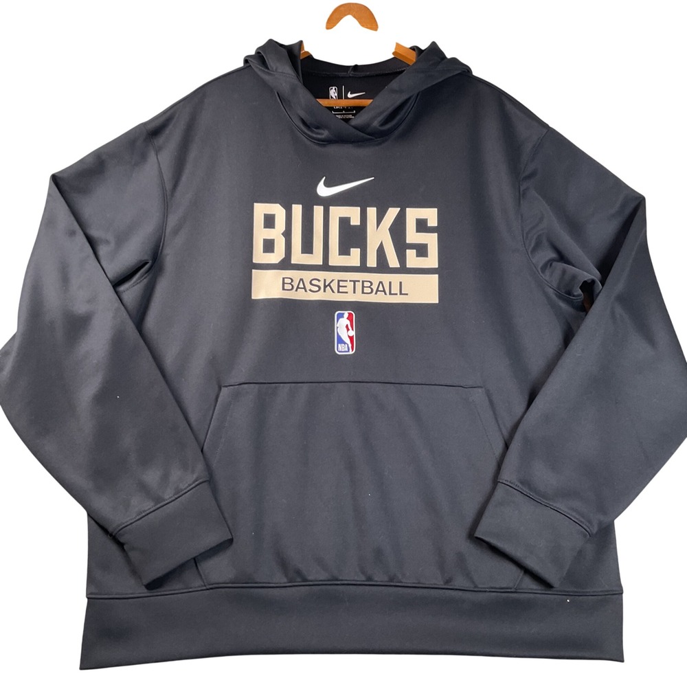 Nike Milwaukee Bucks Basketball Hoodie Mens Large Black DN8163-010